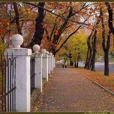 Схема вышивки «осенняя улица»