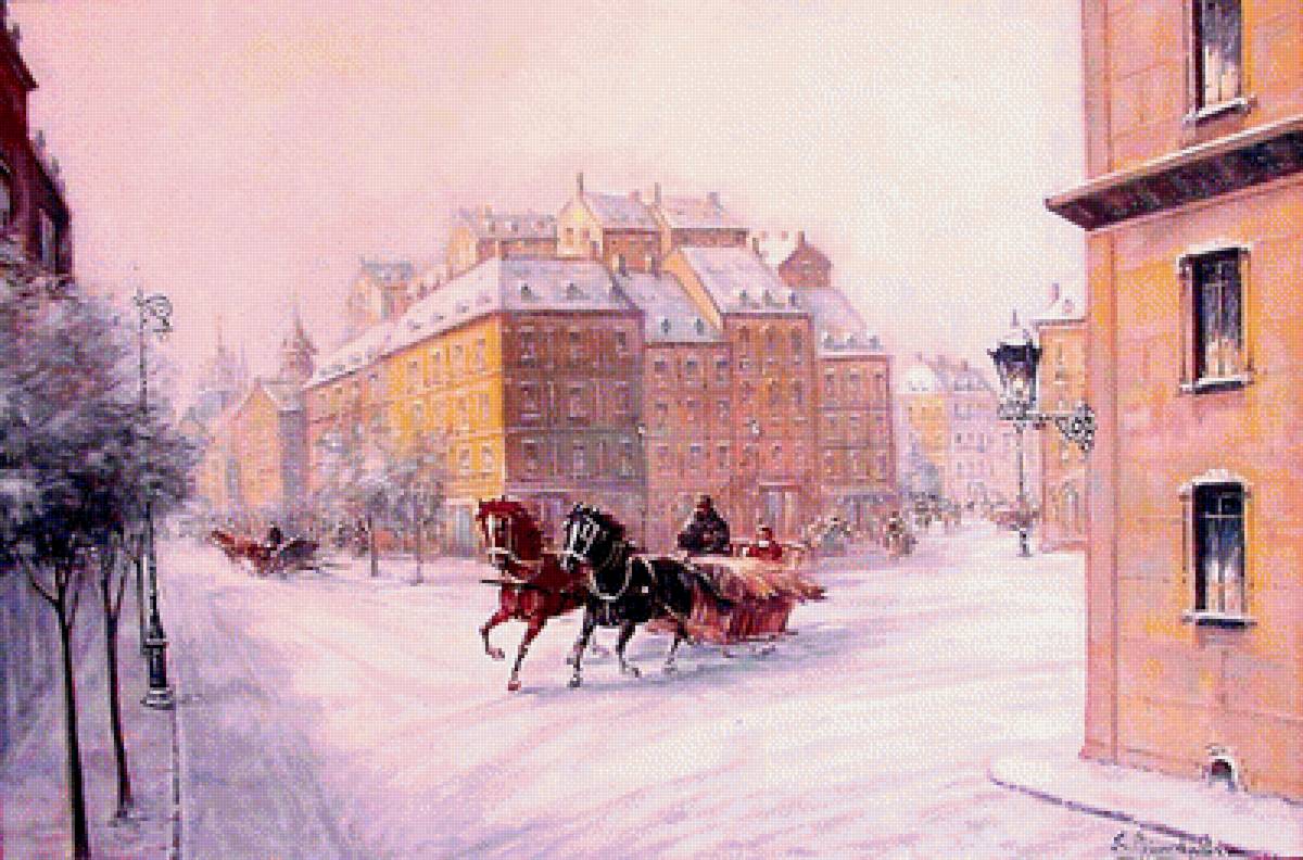 на зимней улице - зима, снег, пейзаж - предпросмотр