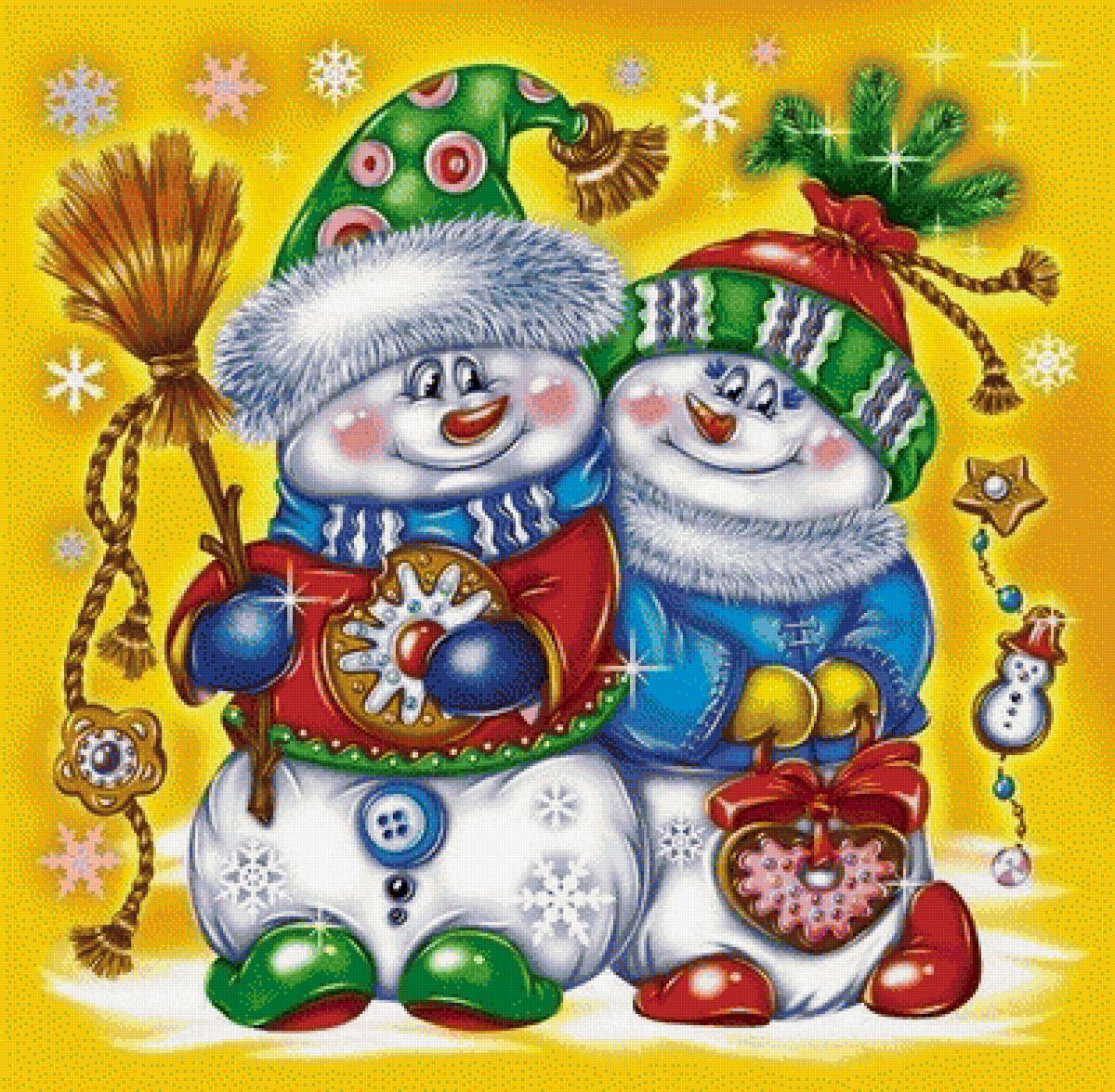 веселые снеговики - предпросмотр