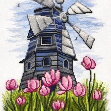 Схема вышивки «Мельница в поле»