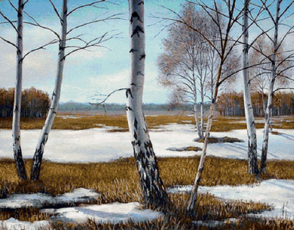 Весна в лесу - природа, пейзаж, снег - предпросмотр