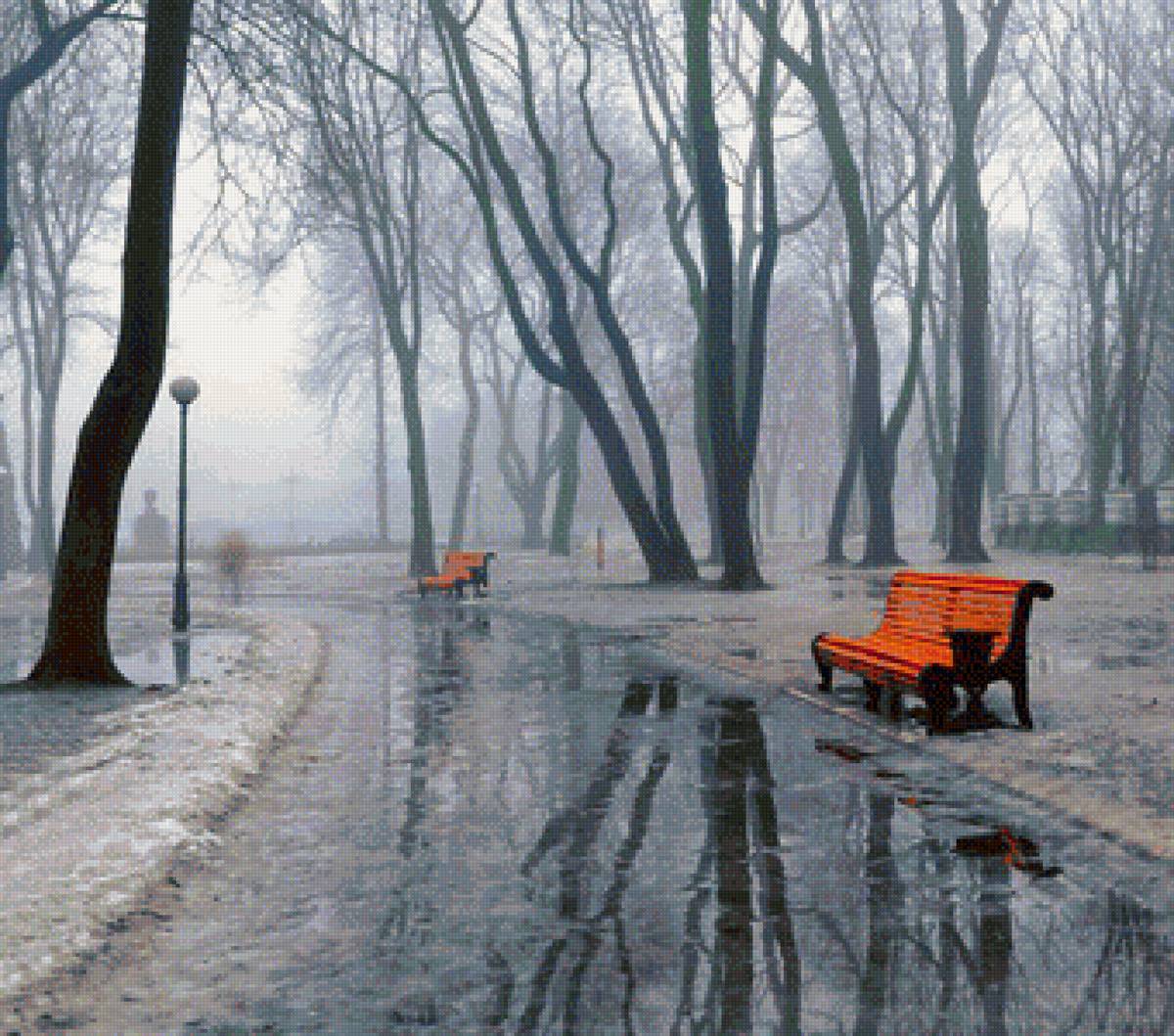 Парк воспоминаний - весна, вода, пейзаж, снег, природа - предпросмотр