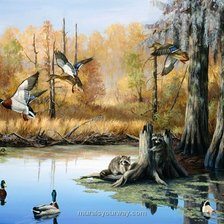 Схема вышивки «Утки на озере»