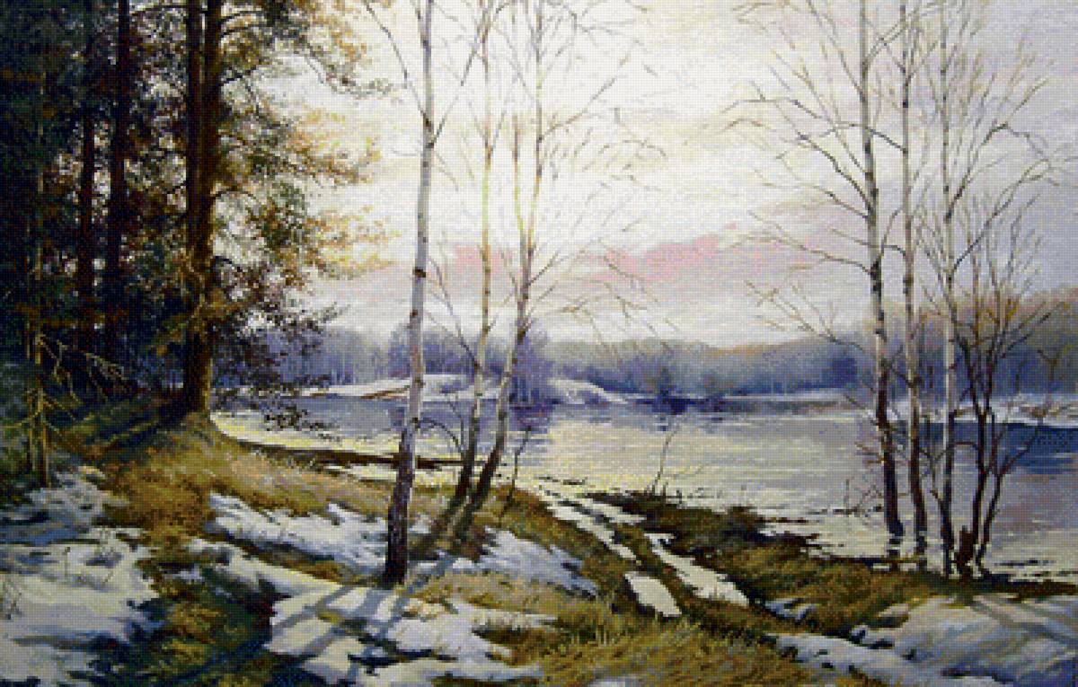 Худ. Булыгин И.Н. - пейзаж, природа, снег, весна, вода - предпросмотр