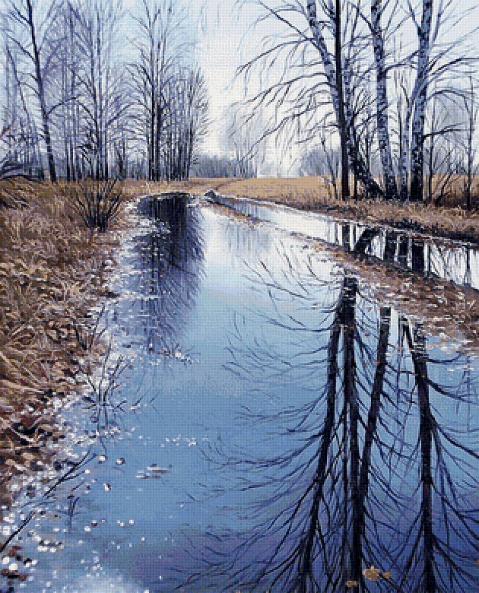 Худ. Репин Дм. Отражение весны - природа, пейзаж, весна - предпросмотр