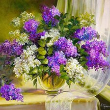 Схема вышивки «Сирень на окне.»