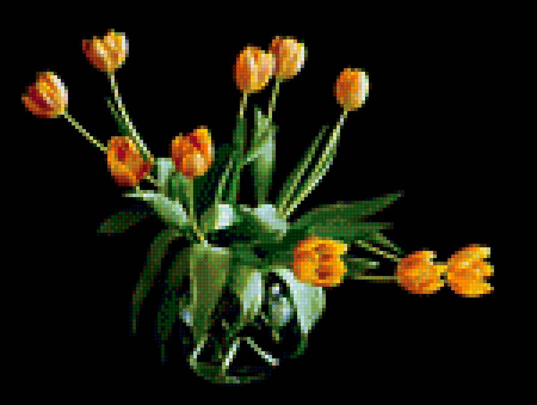 тюльпаны на черном фоне - цветы, тюльпаны - предпросмотр