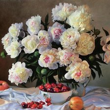 Схема вышивки «натюрморт с пионами»