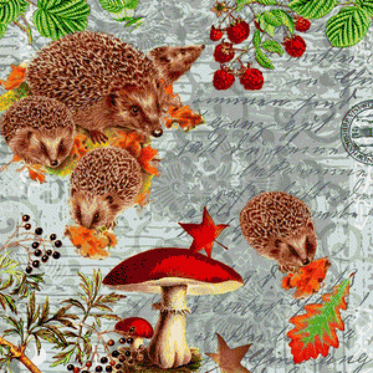 Ежиха и ежата - ежики, ежиха, ежата - предпросмотр