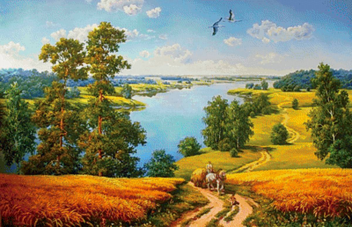 родные просторы - картина, природа, пейзаж - предпросмотр