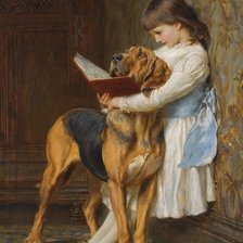 Схема вышивки «Чтение урока (художник Брайтон Ривьер)»