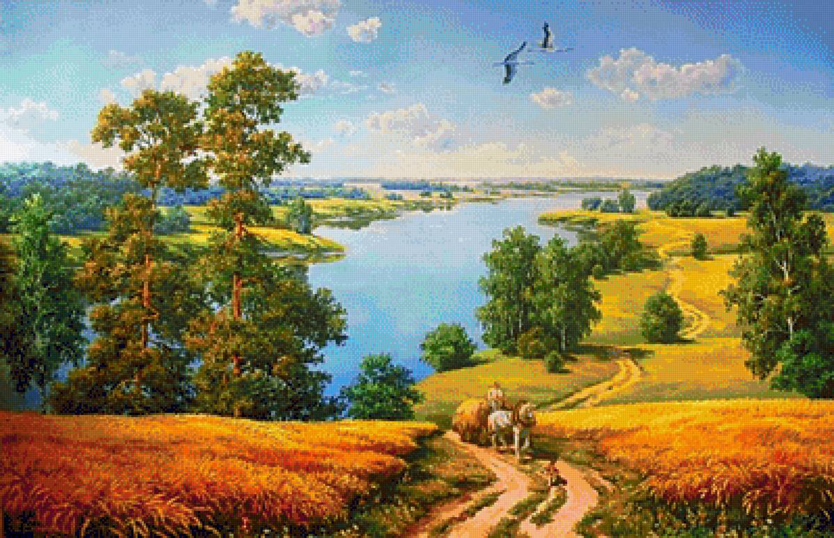 родные просторы - природа, картина, пейзаж - предпросмотр