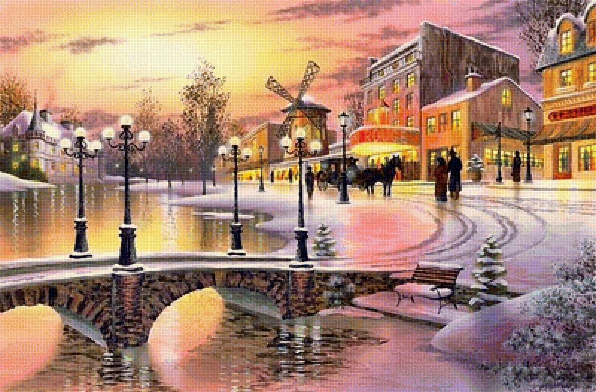 зимняя картина - картина, зима, живопись, пейзаж - предпросмотр