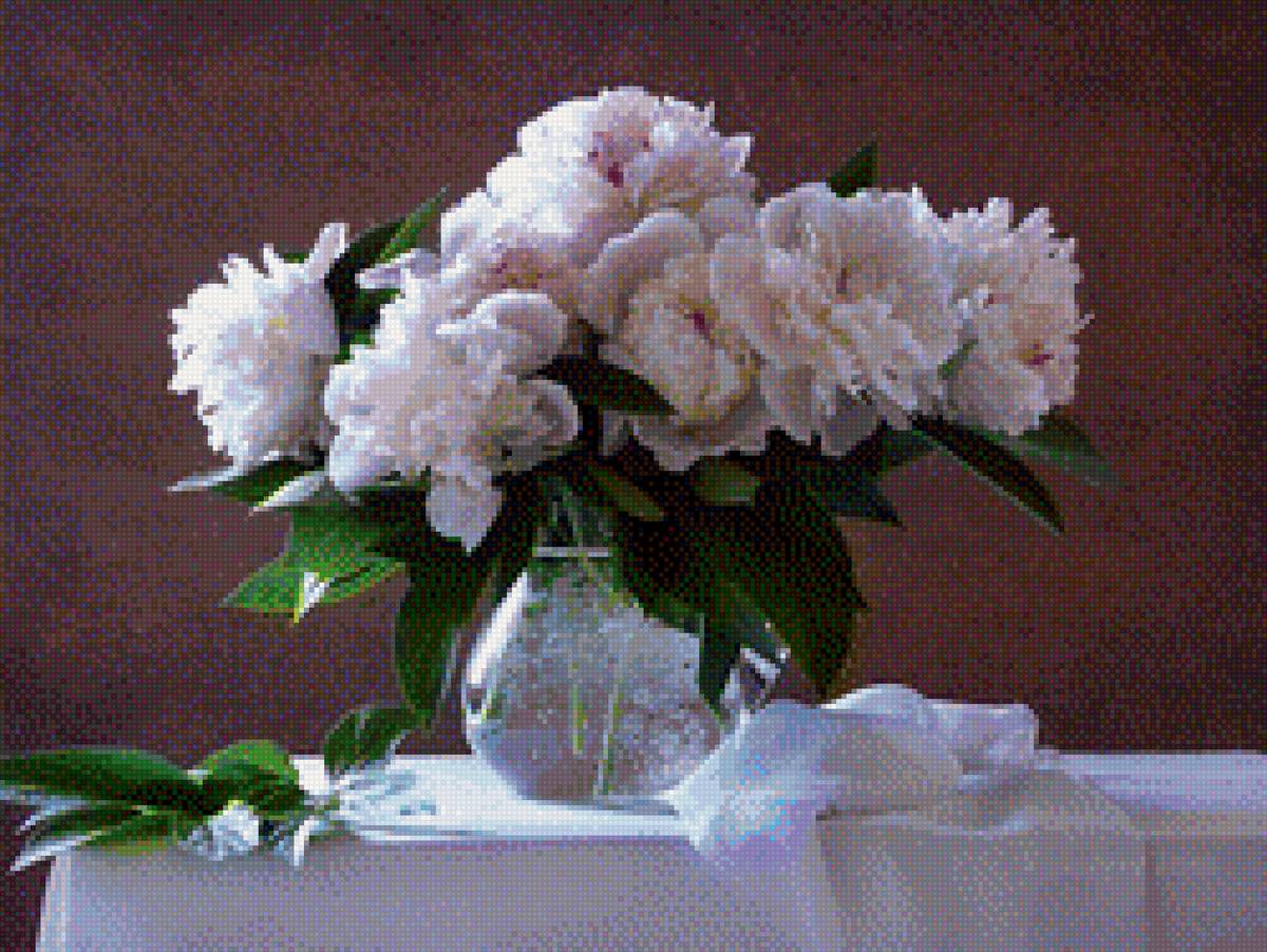 Пионы в вазе - пионы, цветы, натюрморт, букет - предпросмотр
