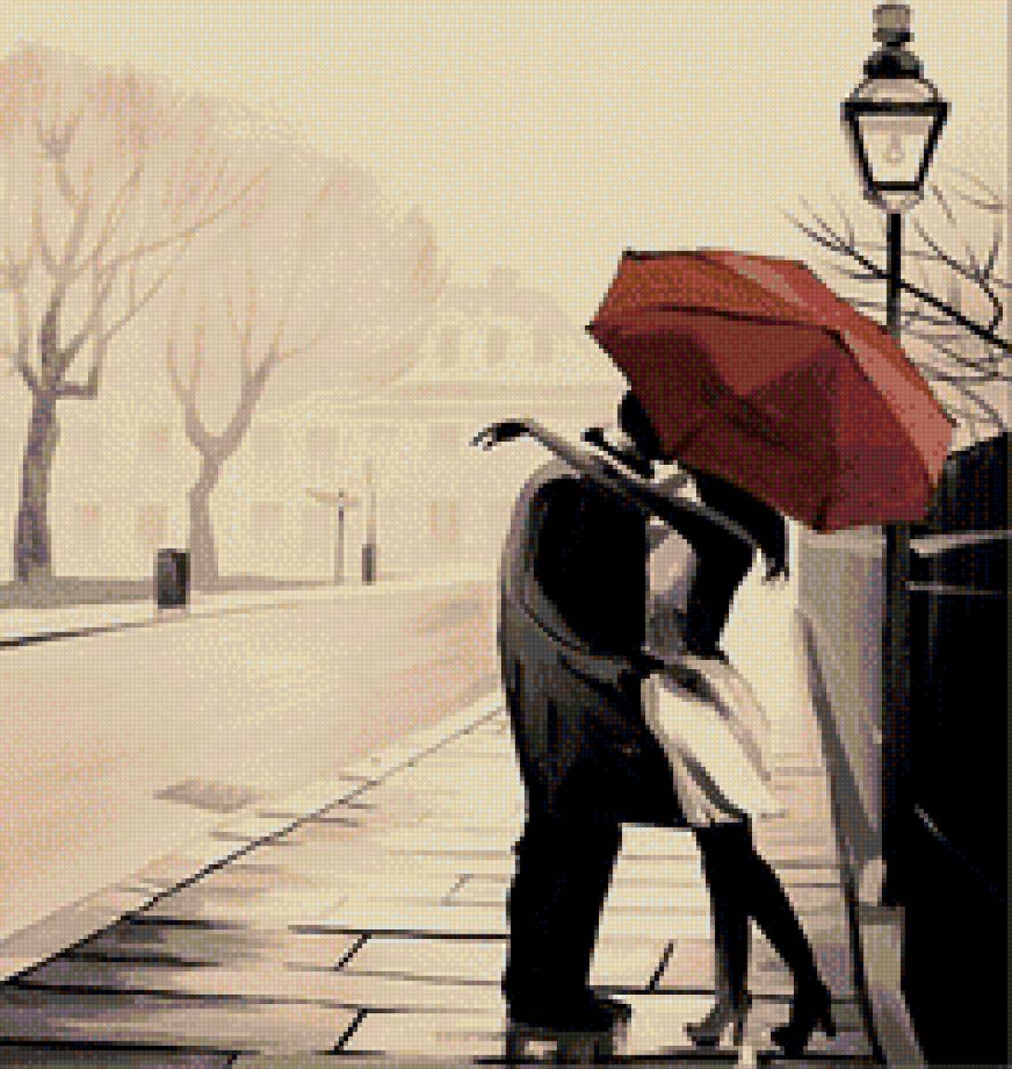 Пара под зонтом - зонт, дождь, пара - предпросмотр