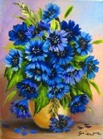 Схема вышивки «Васильки в вазе»