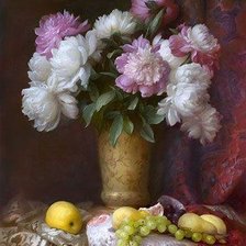 Схема вышивки «натюрморт с пионами»