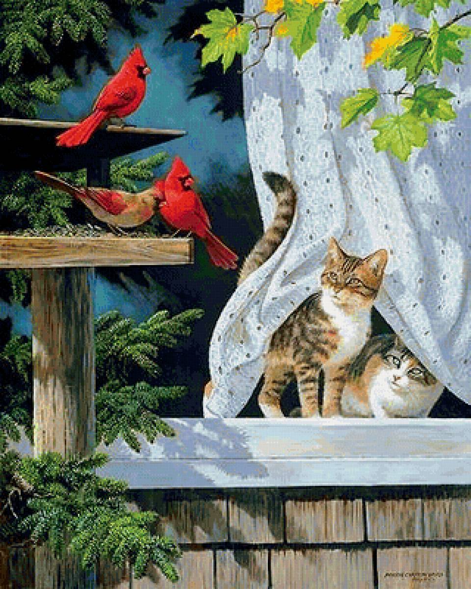 ночные гости - картина, животные, природа - предпросмотр