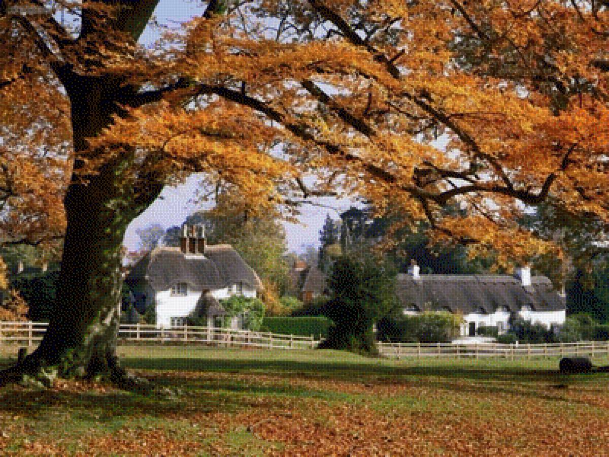 европейская деревенька - осенний пейзаж - предпросмотр