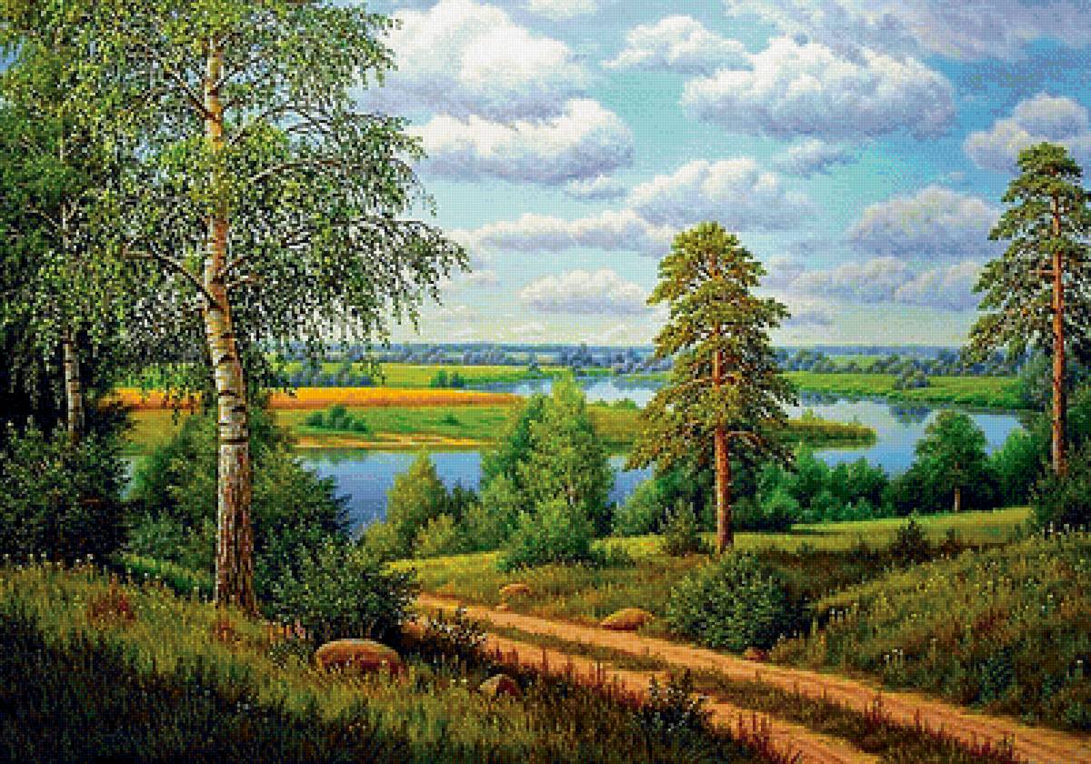 родные просторы - пейзаж, природа, живопись - предпросмотр