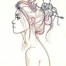 Схема вышивки «Девушка эскиз»