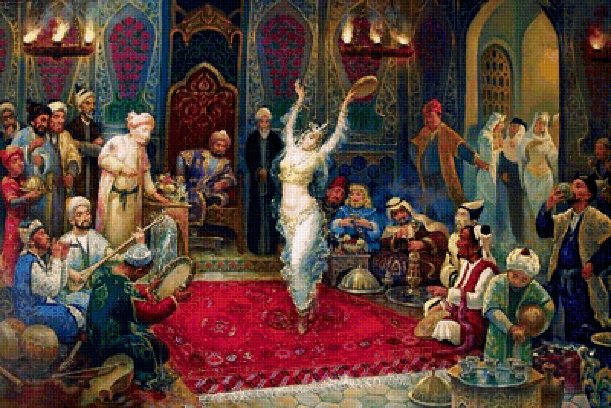 Танец живота - живопись, картина, танцы, люди - предпросмотр