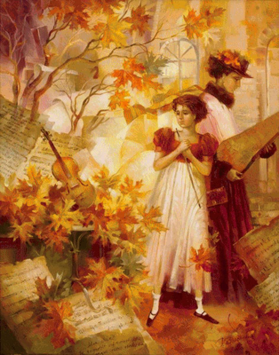 осенняя мелодия - осень, пейзаж, картина - предпросмотр