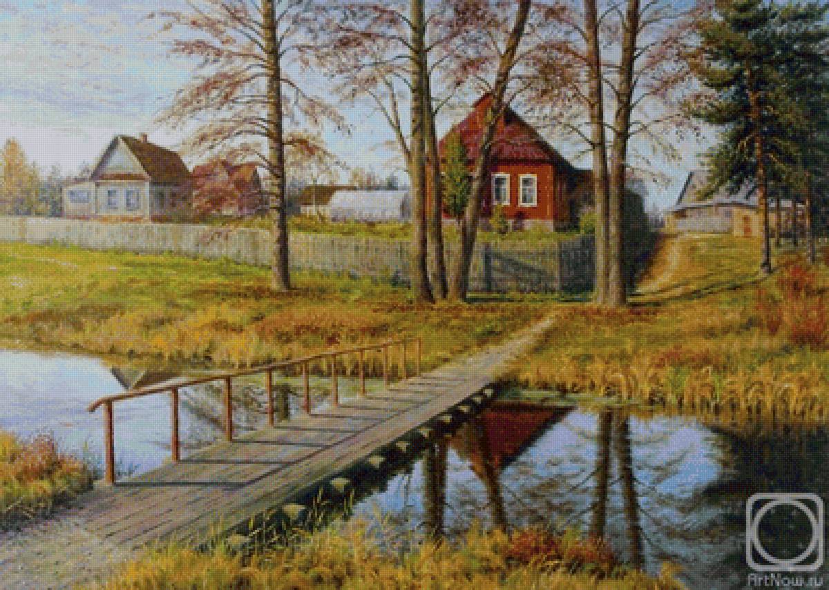 Деревня - природа, картина, живопись - предпросмотр