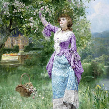 Схема вышивки «Девушка в саду»