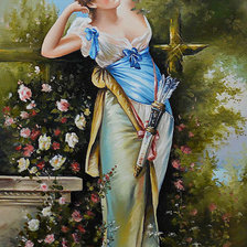 Схема вышивки «Девушка в саду»