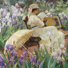 Схема вышивки «Девушка в саду»