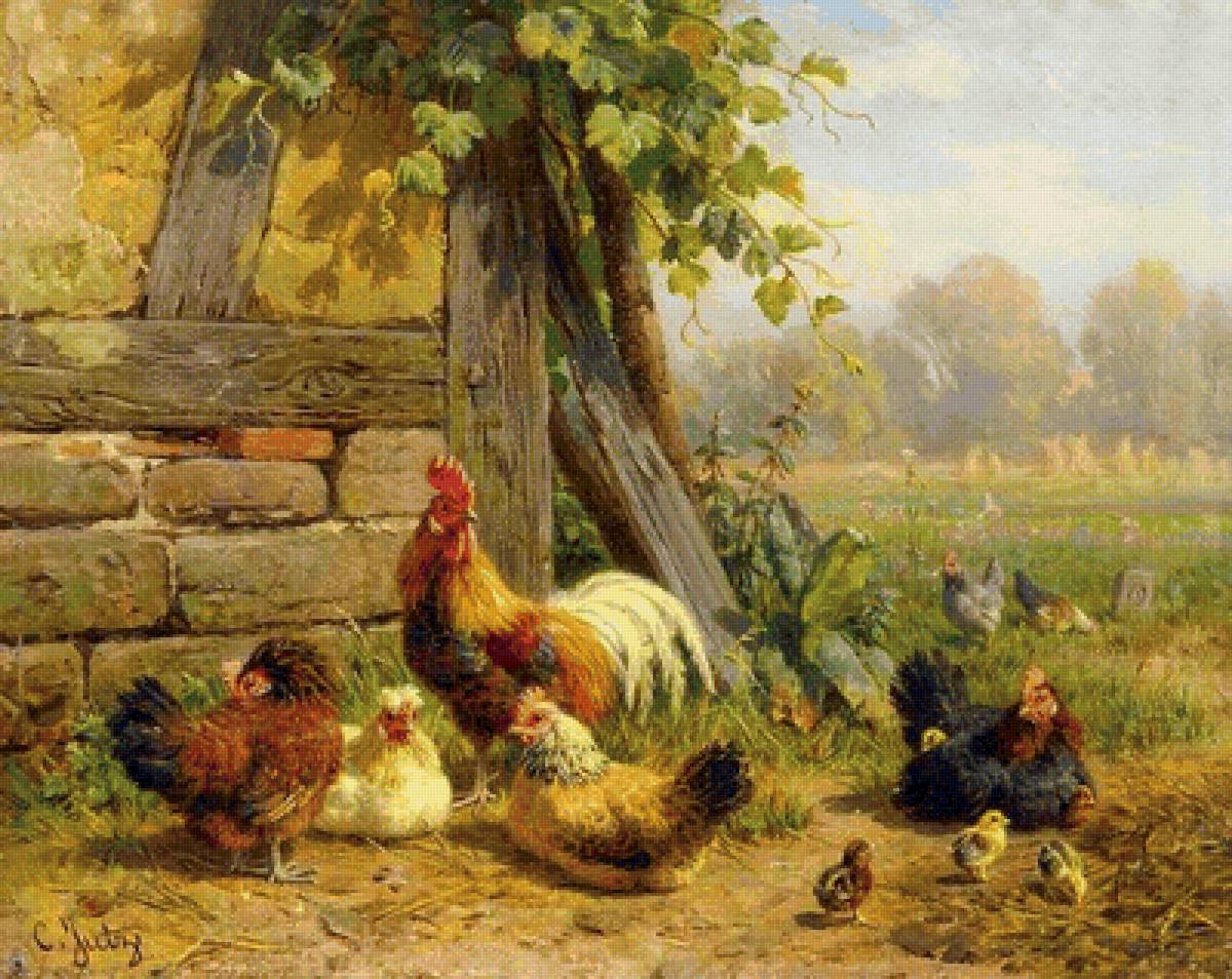 в деревне - пейзаж, картина, природа - предпросмотр