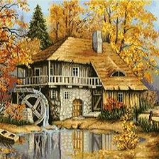 Схема вышивки «Водяная мельница»