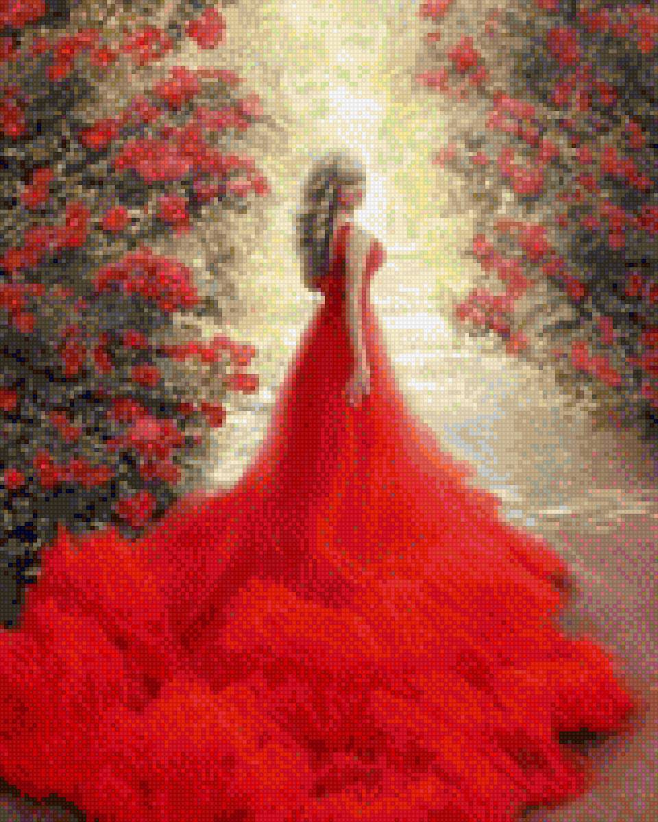 лес - девушка в платье, лес, тропинка - предпросмотр