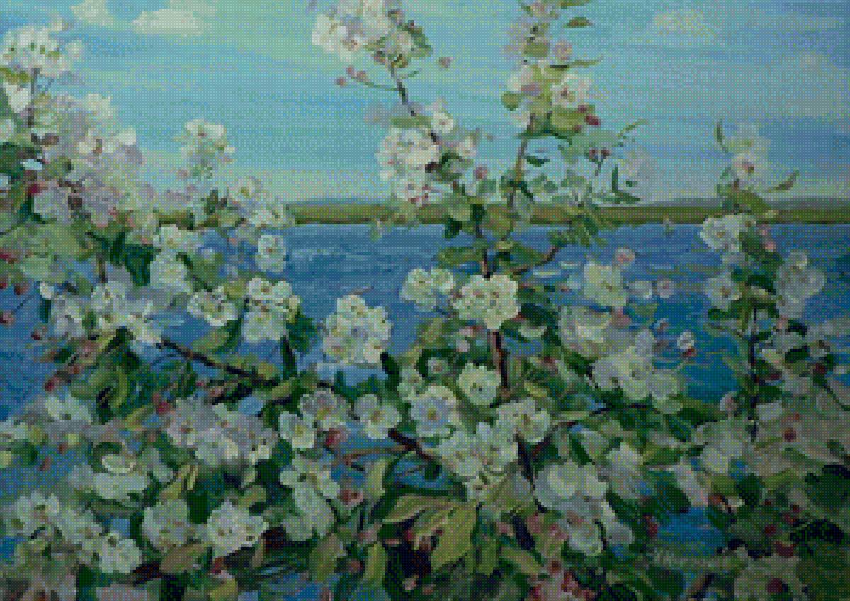 Яблоневый цвет - картина, природа, живопись - предпросмотр