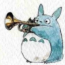 Схема вышивки «Тоторо играет на трубе»
