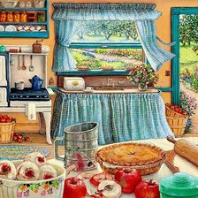 Схема вышивки «Приготовление яблочного пирога»