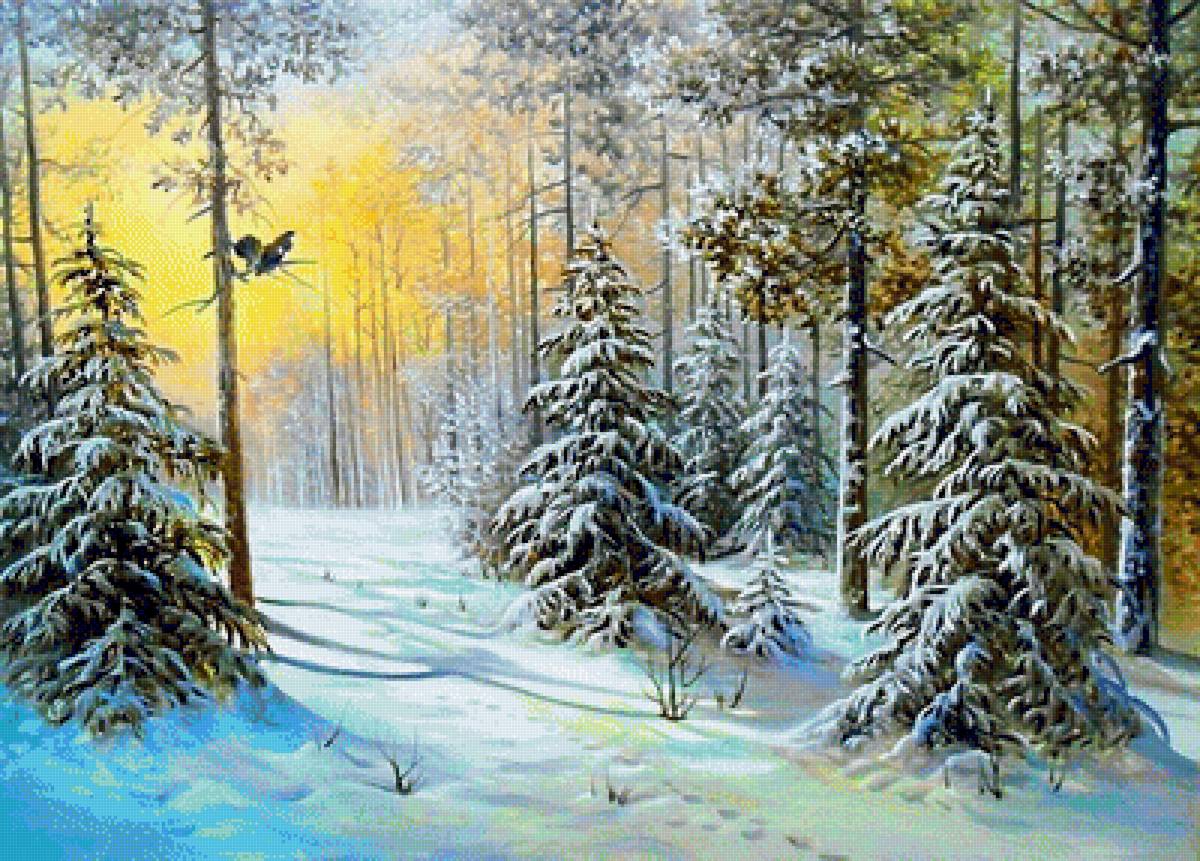 зимний лес - пейзаж, природа, зима, снег - предпросмотр