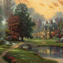 Схема вышивки «томас кинкейд пейзаж»