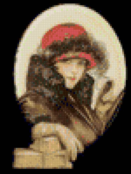 дама прошлого века - дамы, винтаж, вышивка крестом - предпросмотр