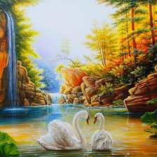 Схема вышивки «лебеди»