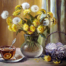 Схема вышивки «Натюрморт с одуванчиками»