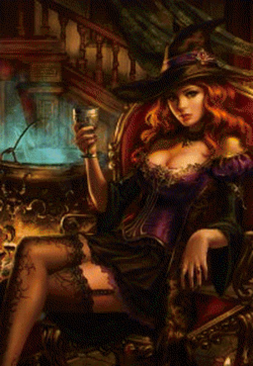 ведьмочка - фэнтези, магия, ведьма, колдовство, красивая, девушка - предпросмотр