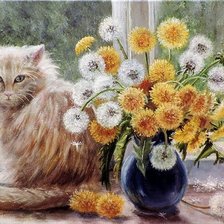 Схема вышивки «Одуванчиковый кот»