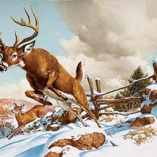 Схема вышивки «Прыгающий олень»