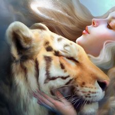 Схема вышивки «Девушка и тигр»