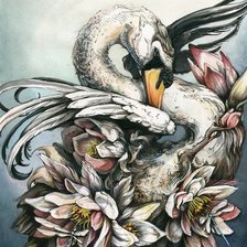 Схема вышивки «Картина, Современное искусство, Лебедь»