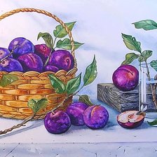 Схема вышивки «По картине В.Валевской. Натюрморт со сливами.»