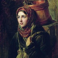 Схема вышивки «Девушка продавец селедки»