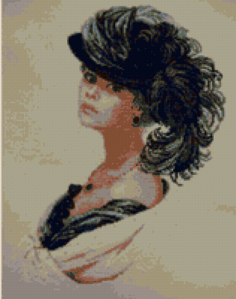 Бархатный вечер1 - шляпа, женщина, взгляд - предпросмотр